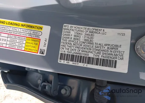 2024 Honda Civic Sport z USA, uszkodzony, nr VIN 19XFL2H84RE010655